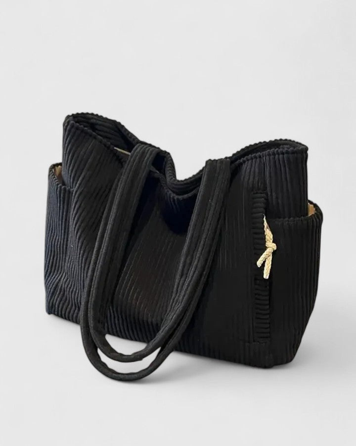 Damen Tote Bag Cord schwarz Griffe alltagstasche