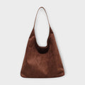 Damen Schultertasche Slouchy Hobo Bag Schokobraun Wildlederoptik