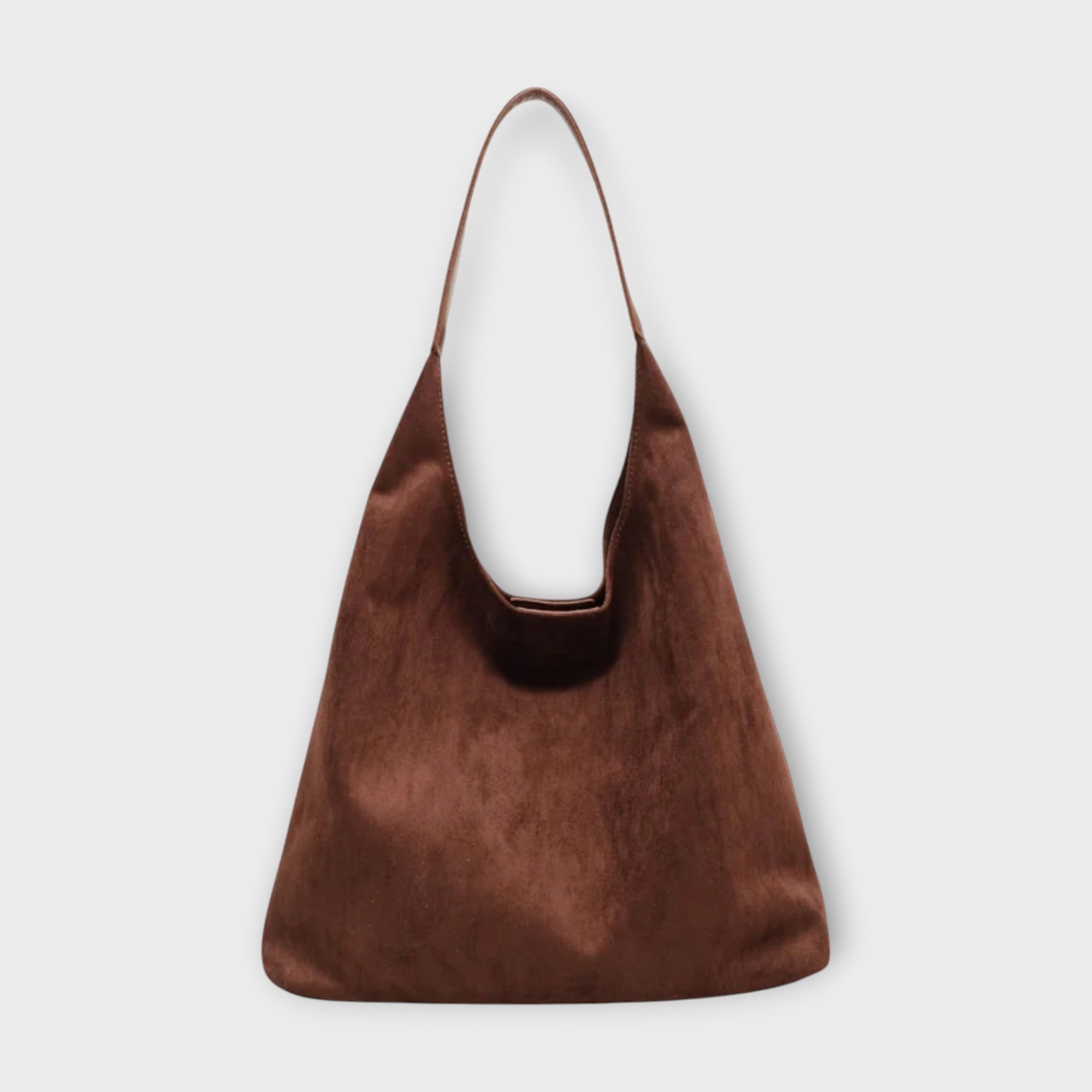 Damen Schultertasche Slouchy Hobo Bag Schokobraun Wildlederoptik