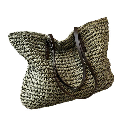 Damen Strohtasche geflochten für Strand und Sommer-Alltag