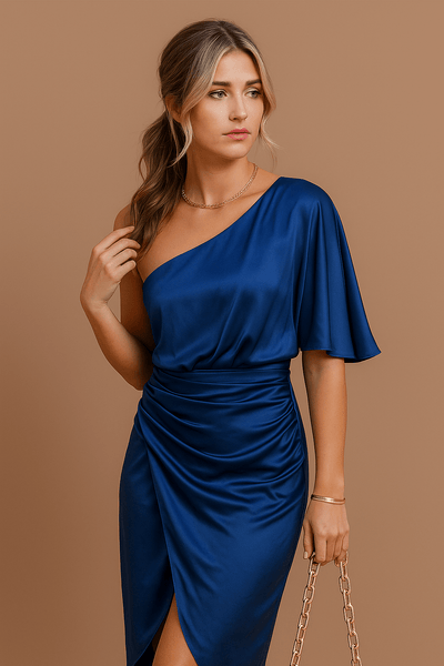 Cocktailkleid Damen Seide Elegant für Hochzeit und Feste 