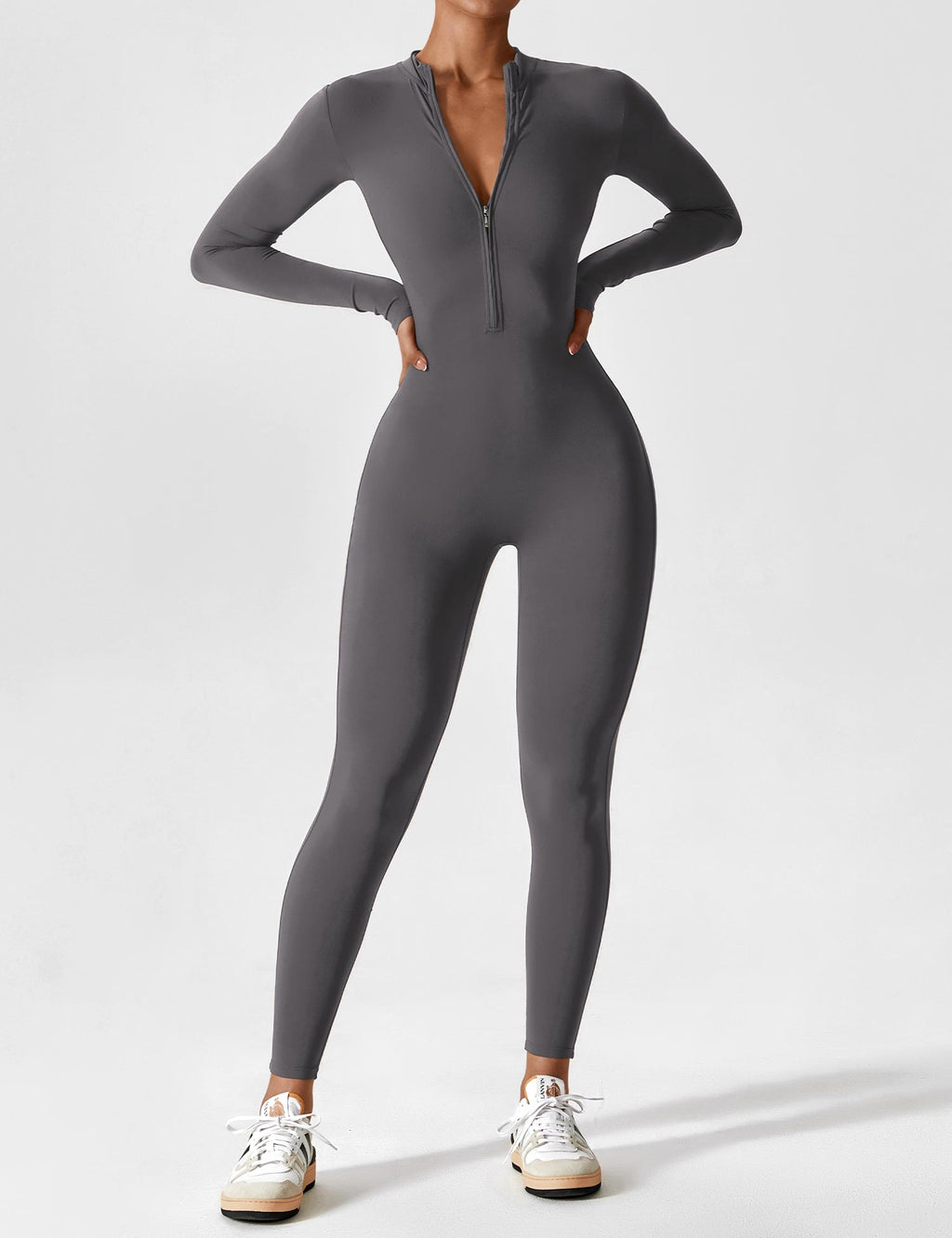 Damen Sport-Jumpsuit figurbetont mit Reißverschluss für Fitness - Bild 18