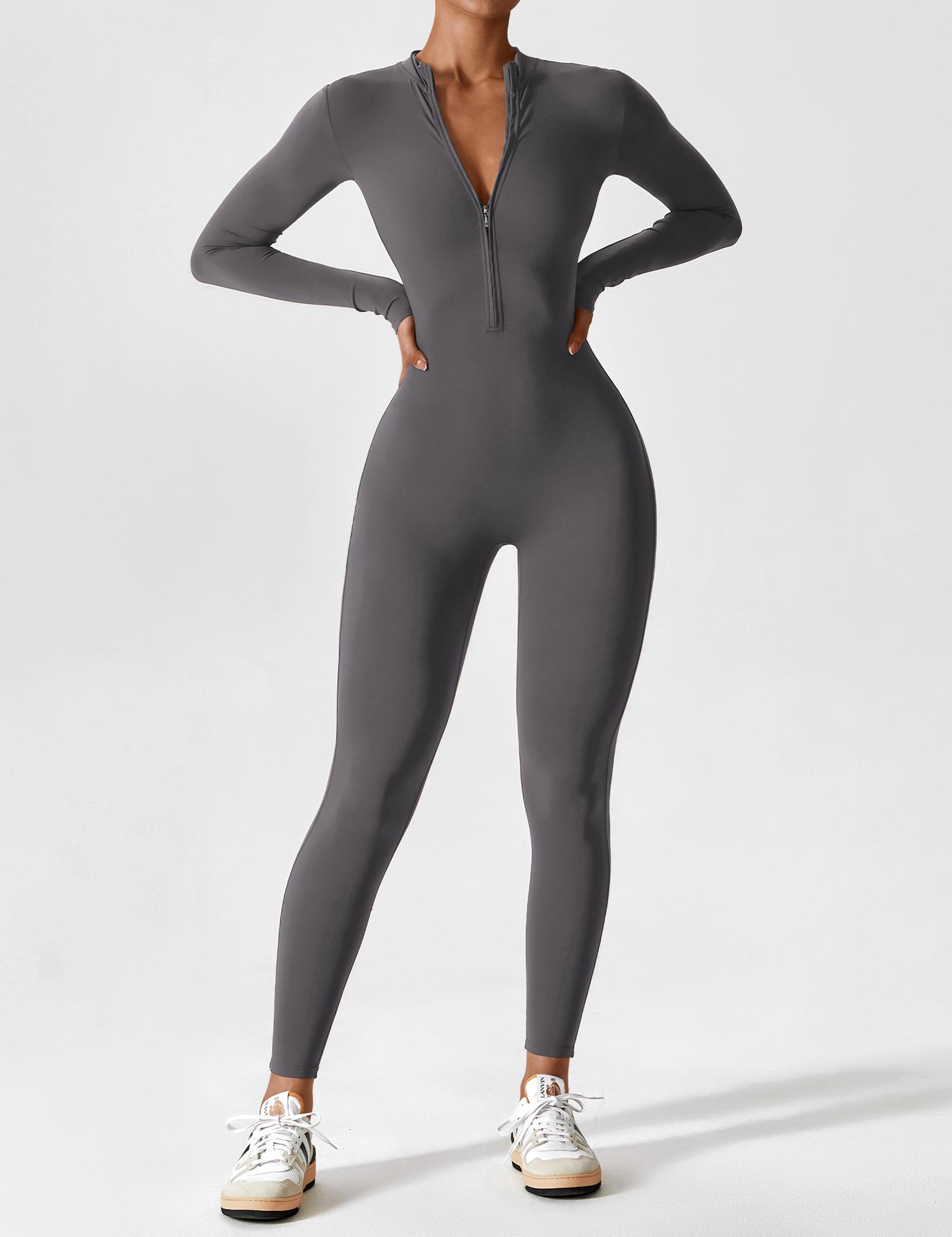 Damen Sport-Jumpsuit figurbetont mit Reißverschluss für Fitness - Bild 18