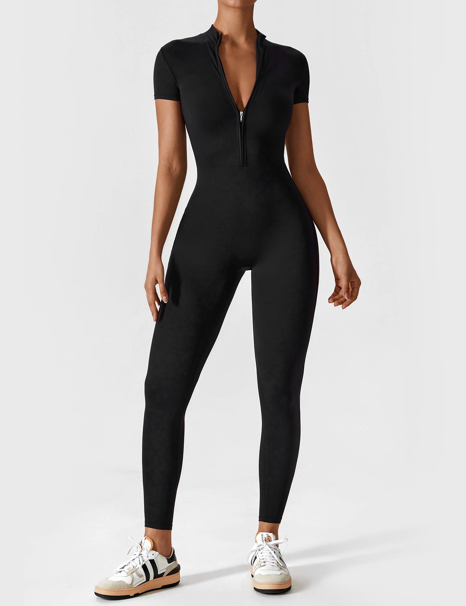 Damen Sport-Jumpsuit figurbetont mit Reißverschluss für Fitness - Bild 7