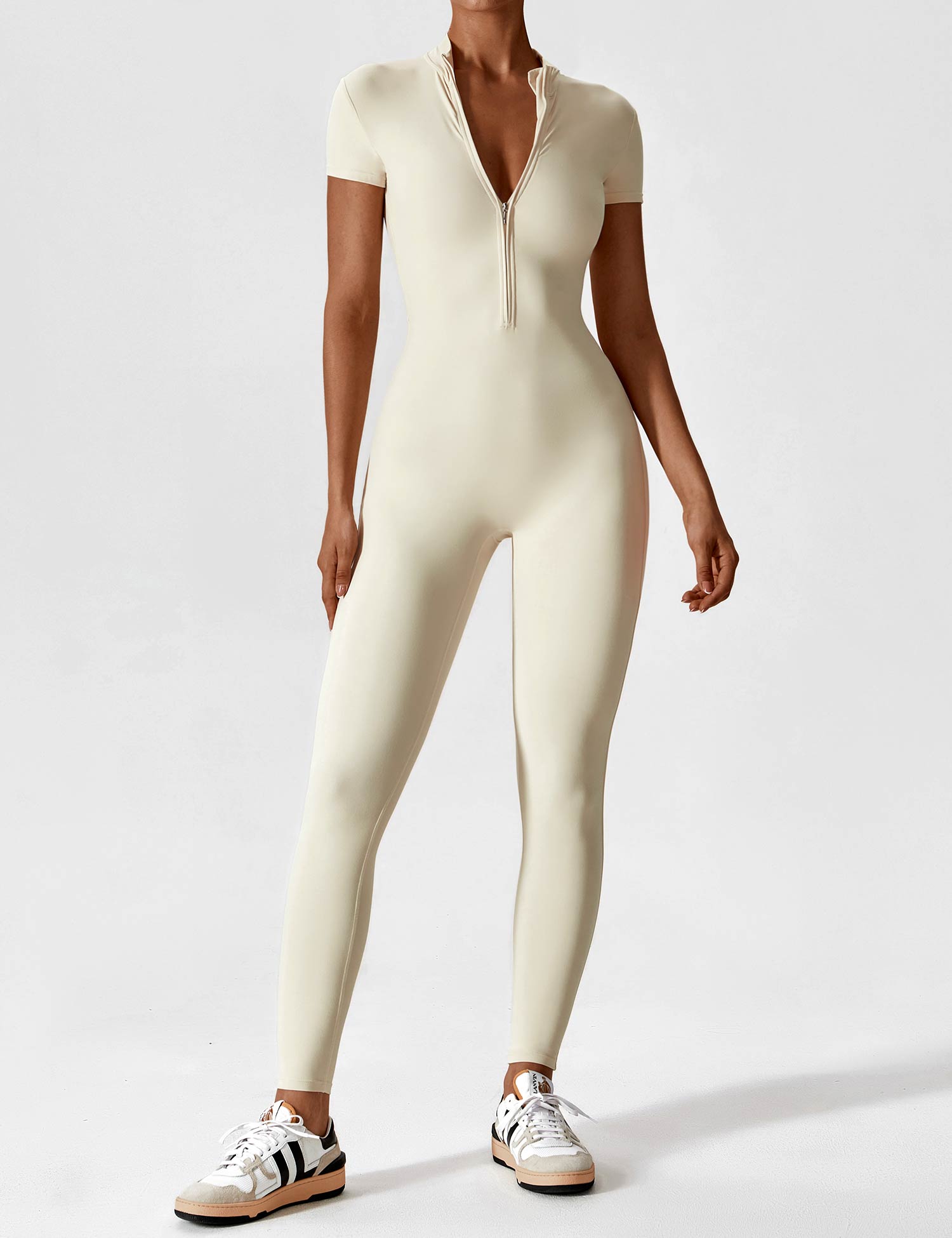 Damen Sport-Jumpsuit figurbetont mit Reißverschluss für Fitness - Bild 11