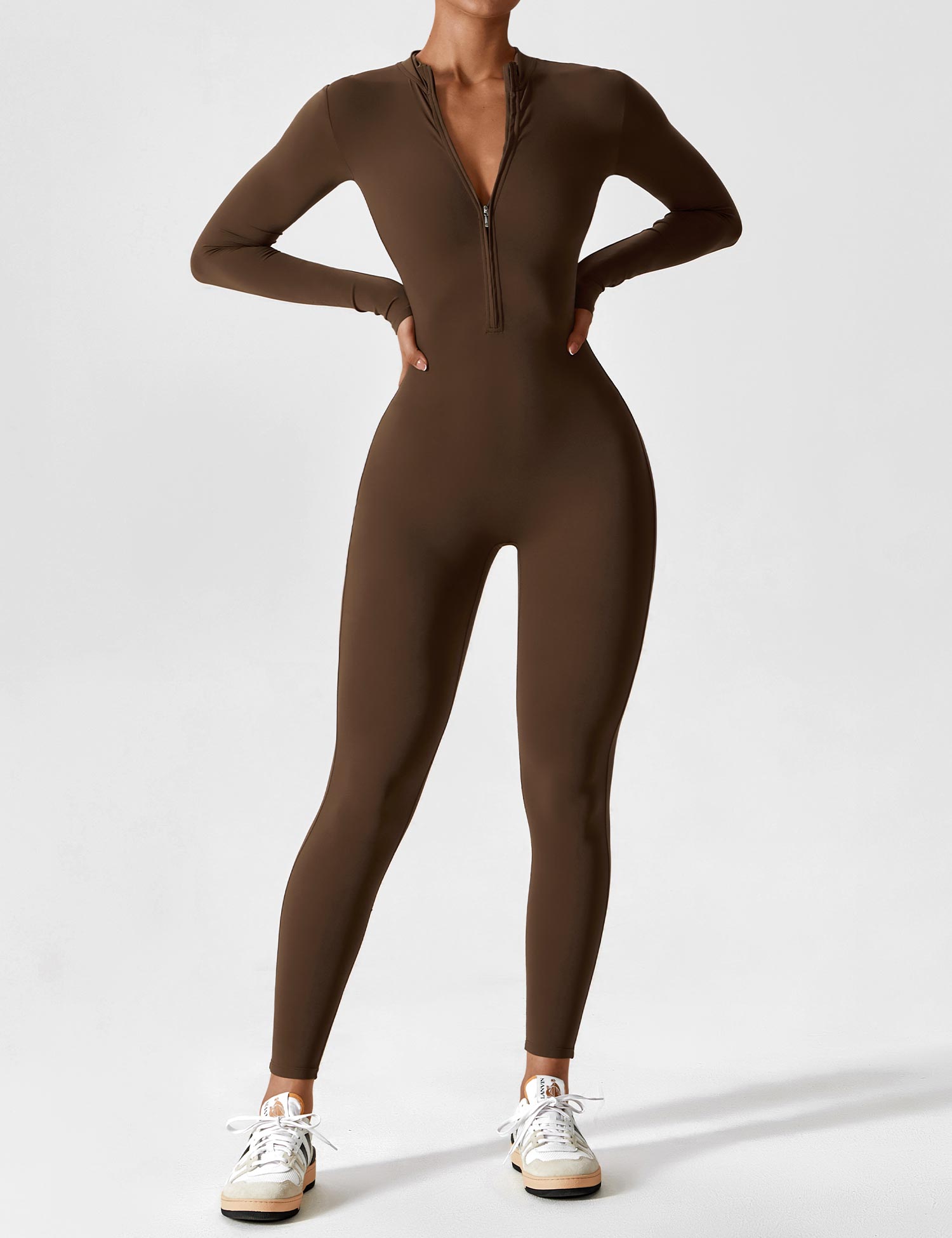 Damen Sport-Jumpsuit figurbetont mit Reißverschluss für Fitness - Bild 17