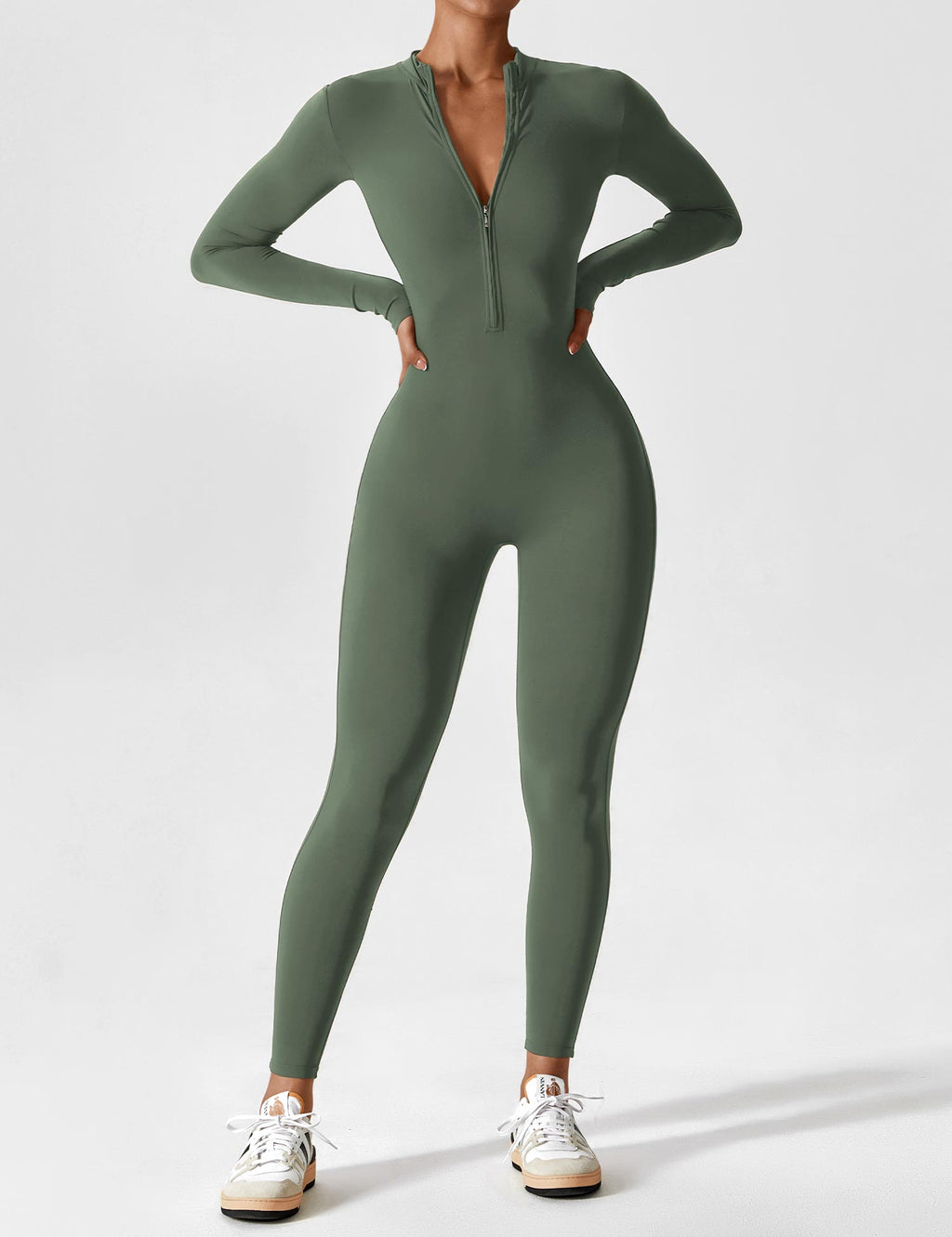 Damen Sport-Jumpsuit figurbetont mit Reißverschluss für Fitness - Bild 10
