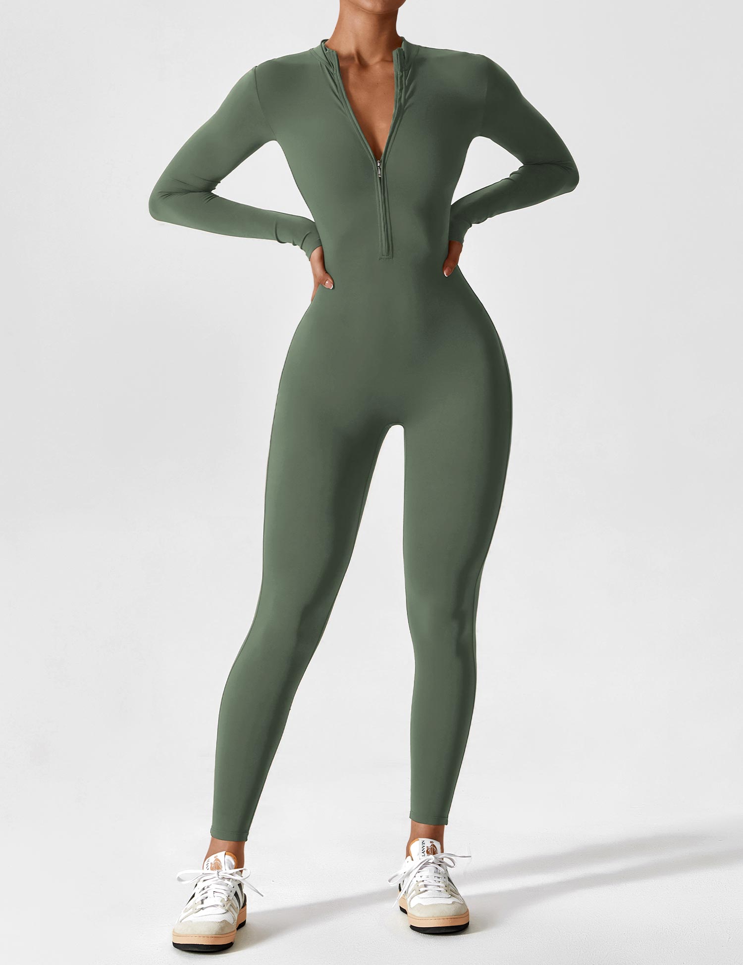 Damen Sport-Jumpsuit figurbetont mit Reißverschluss für Fitness - Bild 10