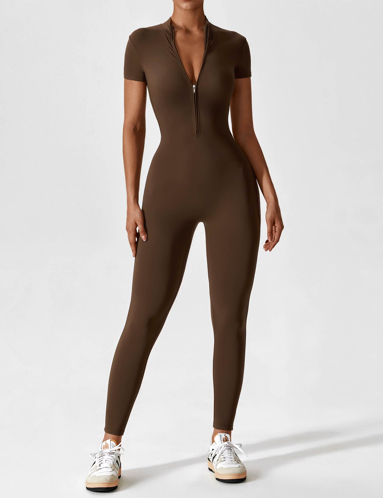 Damen Sport-Jumpsuit figurbetont mit Reißverschluss für Fitness - Bild 13