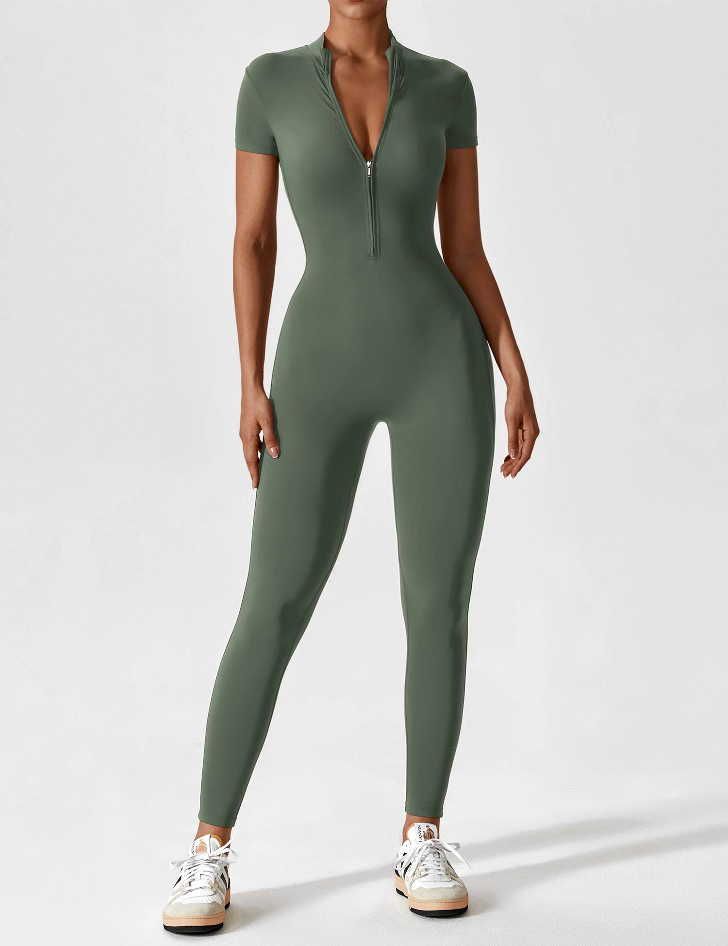 Damen Sport-Jumpsuit figurbetont mit Reißverschluss für Fitness - Bild 12