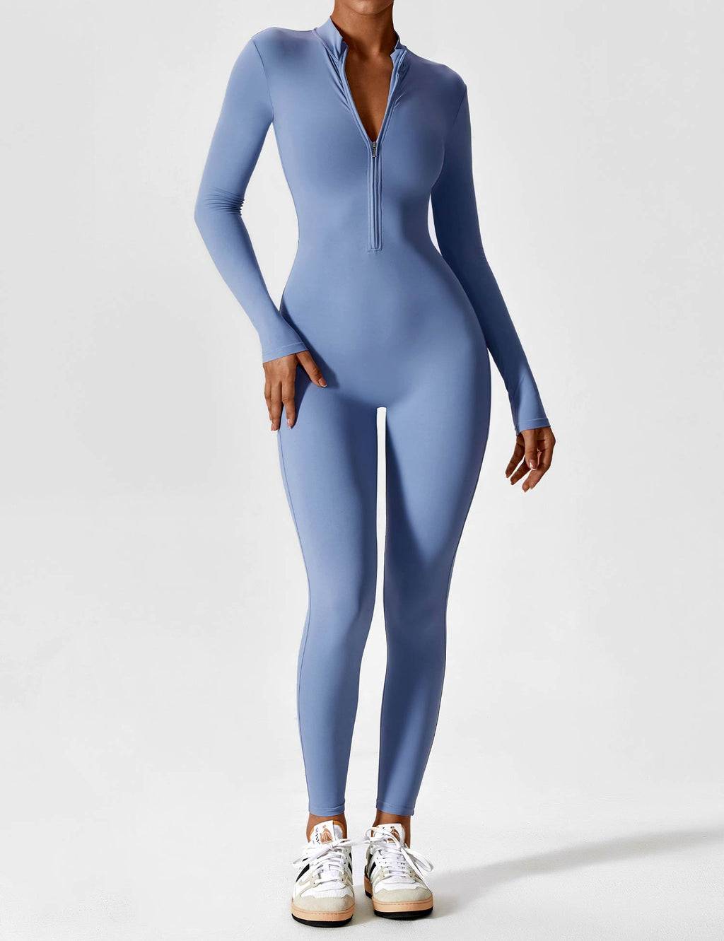 Damen Sport-Jumpsuit figurbetont mit Reißverschluss für Fitness - Bild 14