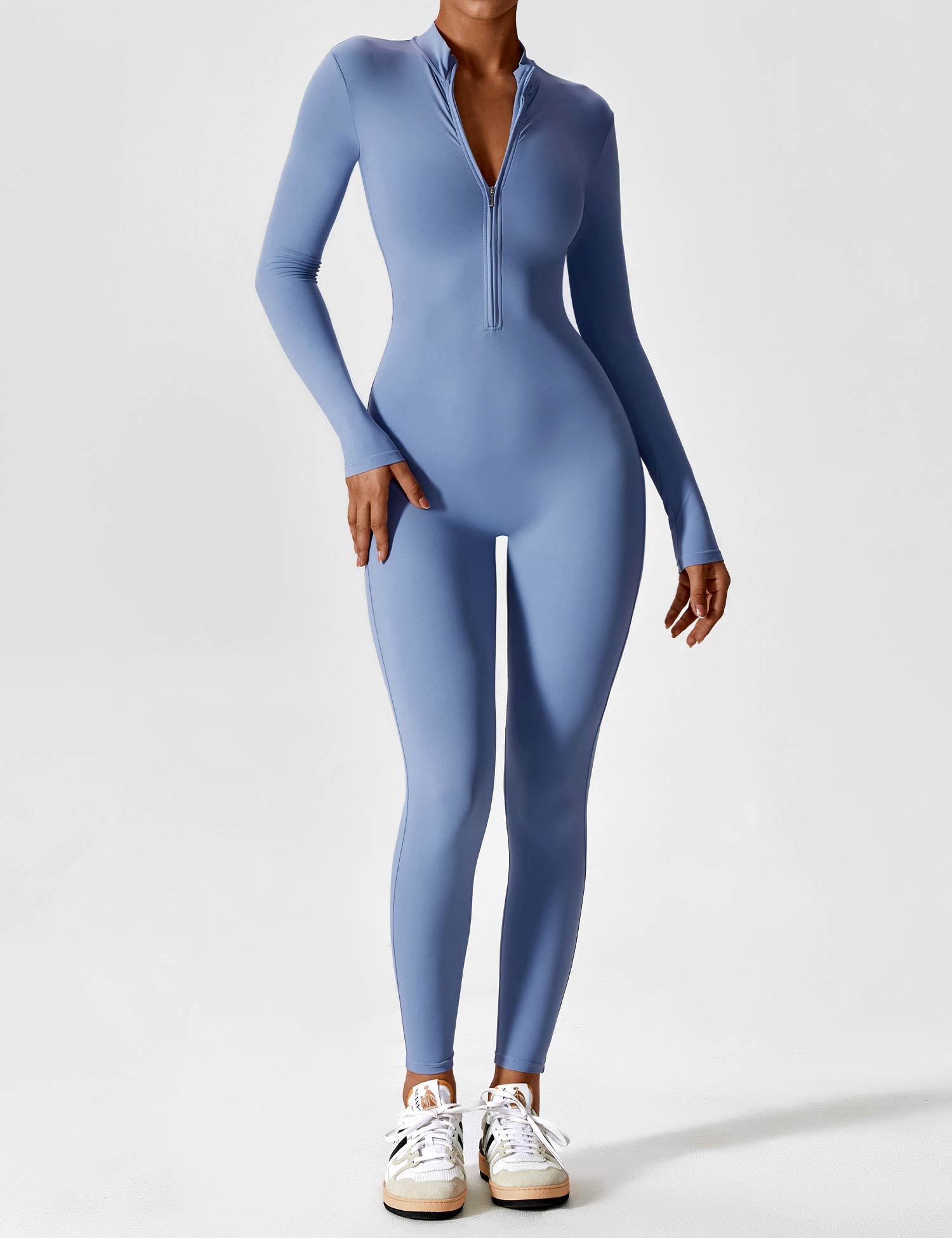 Damen Sport-Jumpsuit figurbetont mit Reißverschluss für Fitness - Bild 14