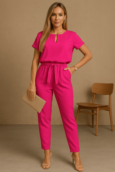 Damen Jumpsuit – Festlich mit Schleifendetail für Party & Anlass 
