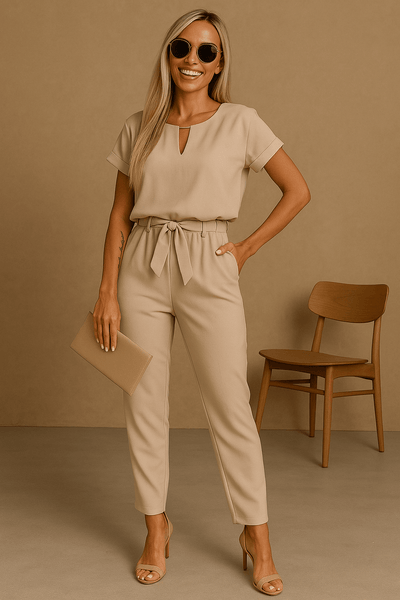 Damen Jumpsuit – Festlich mit Schleifendetail für Party & Anlass 