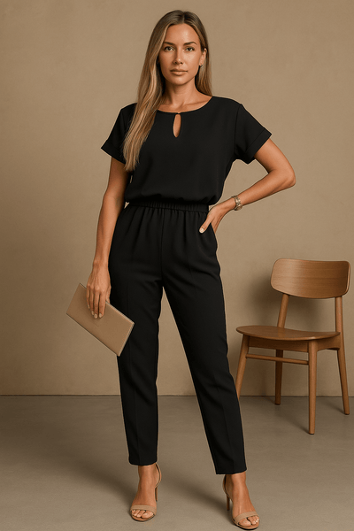Damen Jumpsuit – Festlich mit Schleifendetail für Party & Anlass 