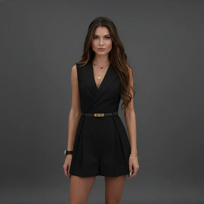 Damen Jumpsuit Blazer-Stil mit Gürtel für Hochzeit und Feste
