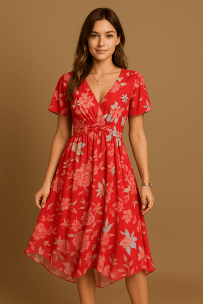 Damen Kleid V-Ausschnitt Polyester für Freizeit und Alltag 