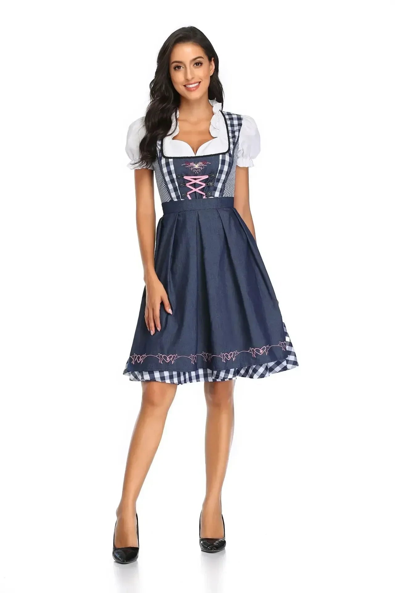 Dirndlkleid Damen Lang mit Schürze – Traditionelles Rot für Oktoberfest und Feste Traditionelle Kleider