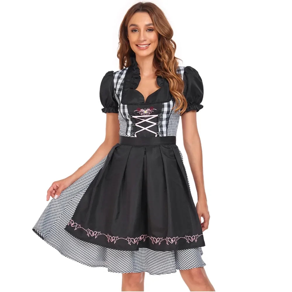 Dirndlkleid Damen Lang mit Schürze – Traditionelles Rot für Oktoberfest und Feste Traditionelle Kleider