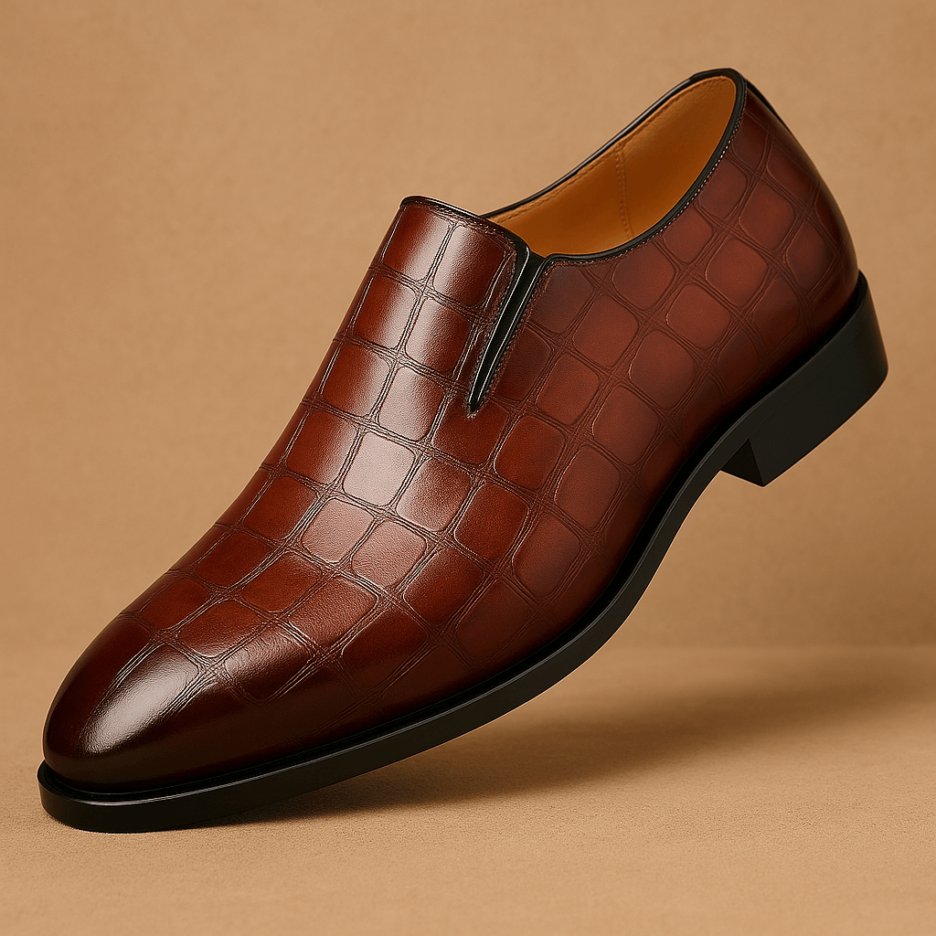 Elegante Herren Business Loafers – Lederschuhe mit Krokodil-Prägung 