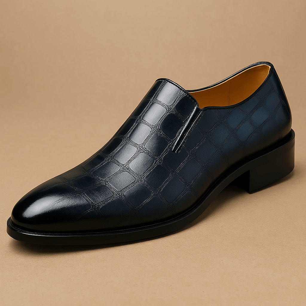Elegante Herren Business Loafers – Lederschuhe mit Krokodil-Prägung 