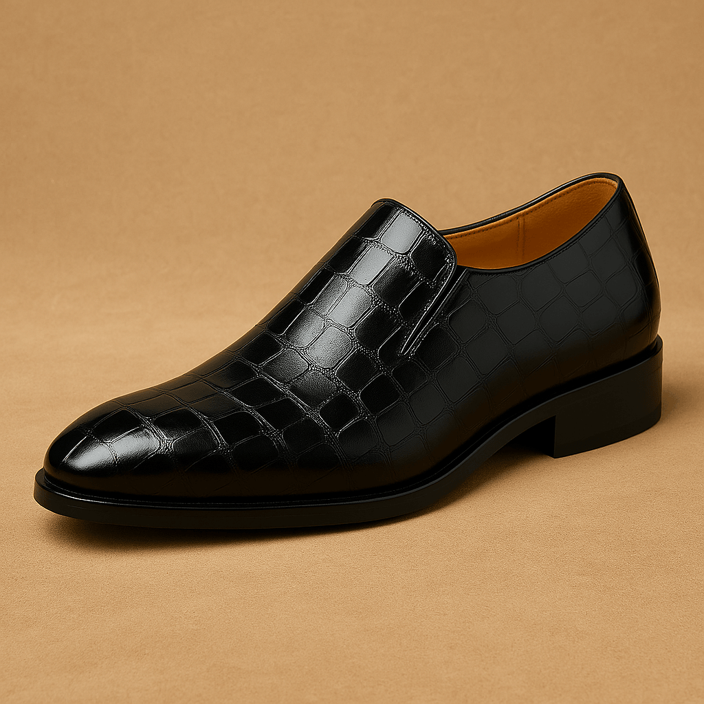 Elegante Herren Business Loafers – Lederschuhe mit Krokodil-Prägung 