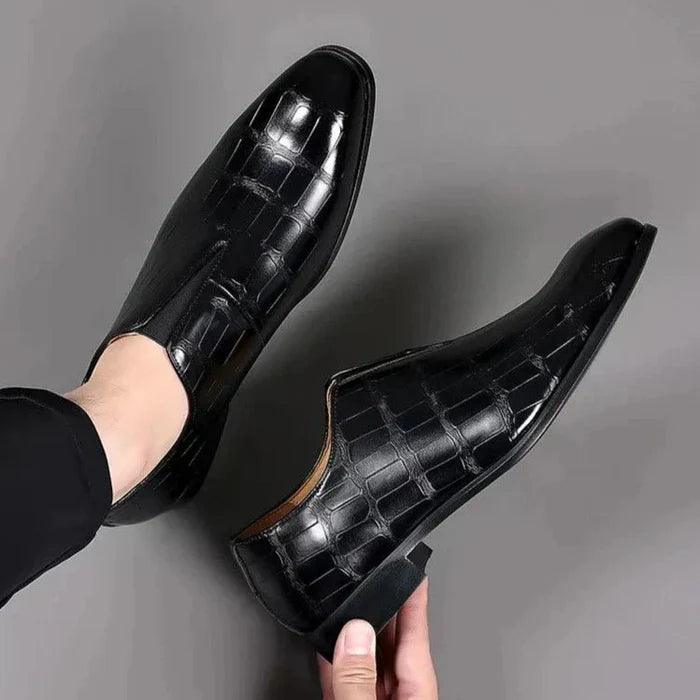 Elegante Herren Business Loafers – Lederschuhe mit Krokodil-Prägung 