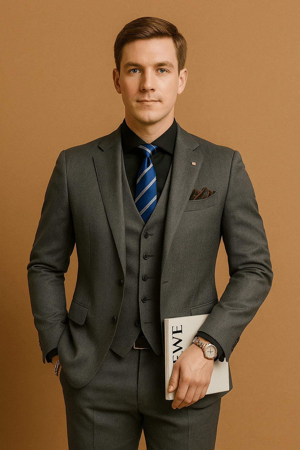 Herren Anzug 3 Teilig Elegant für Hochzeit und besondere Anlässe aus Polyester Fiber 