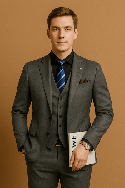 Herren Anzug 3 Teilig Elegant für Hochzeit und besondere Anlässe aus Polyester Fiber 