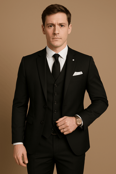 Herren Anzug 3 Teilig Elegant für Hochzeit und besondere Anlässe aus Polyester Fiber 