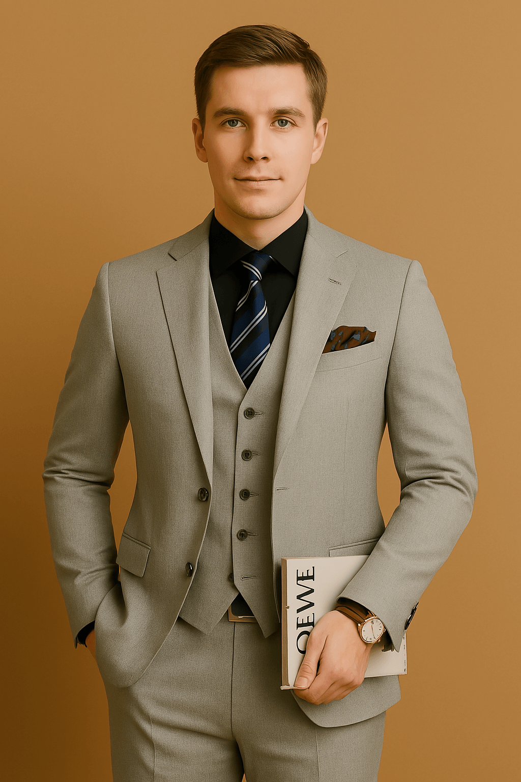 Herren Anzug 3 Teilig Elegant für Hochzeit und besondere Anlässe aus Polyester Fiber 