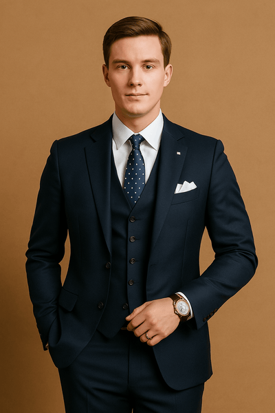 Herren Anzug 3 Teilig Elegant für Hochzeit und besondere Anlässe aus Polyester Fiber 