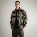 Herren Oversize Flanellhemd Aztec Muster Erdtöne Herbst Layering