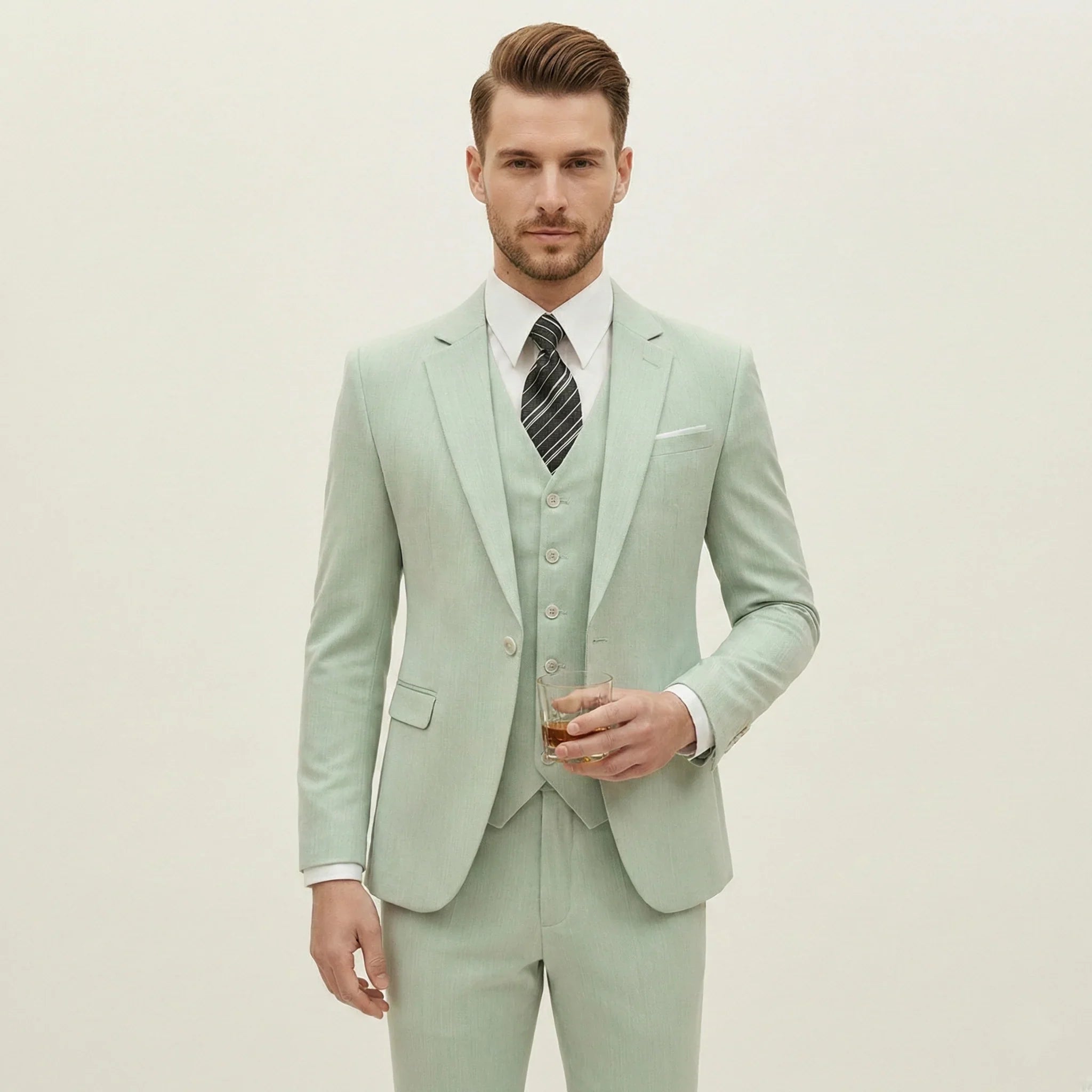 Herren Sommeranzug Set hellgrün hellrosa leicht modern