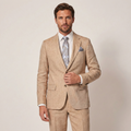 Herren Sommeranzug 2-teilig beige Reverskragen Sakko Hose Hochzeit