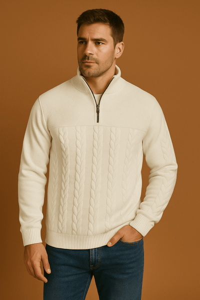Herren Pullover Reißverschluss – Bequemer Zip-Strick für Herbst & Winter 