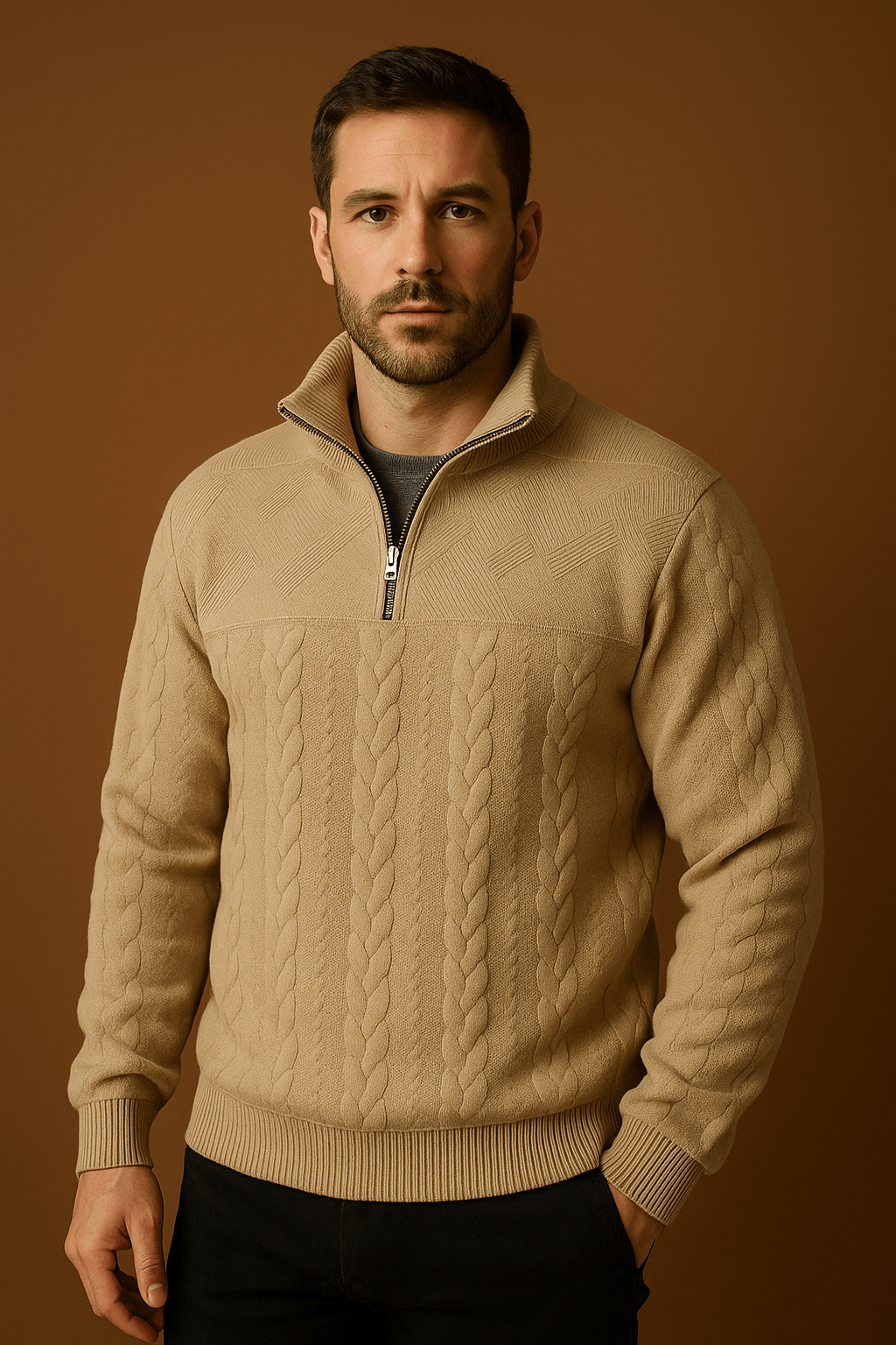 Herren Pullover Reißverschluss – Bequemer Zip-Strick für Herbst & Winter 