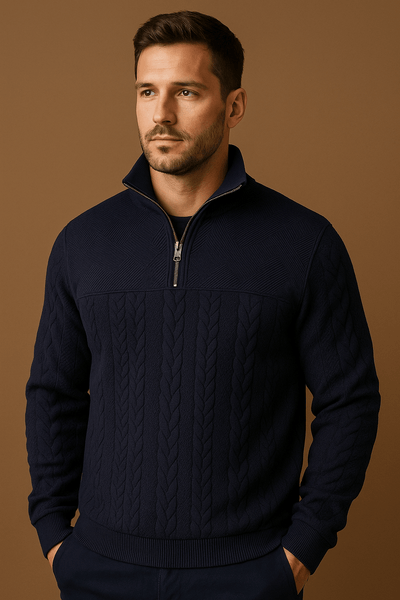 Herren Pullover Reißverschluss – Bequemer Zip-Strick für Herbst & Winter 