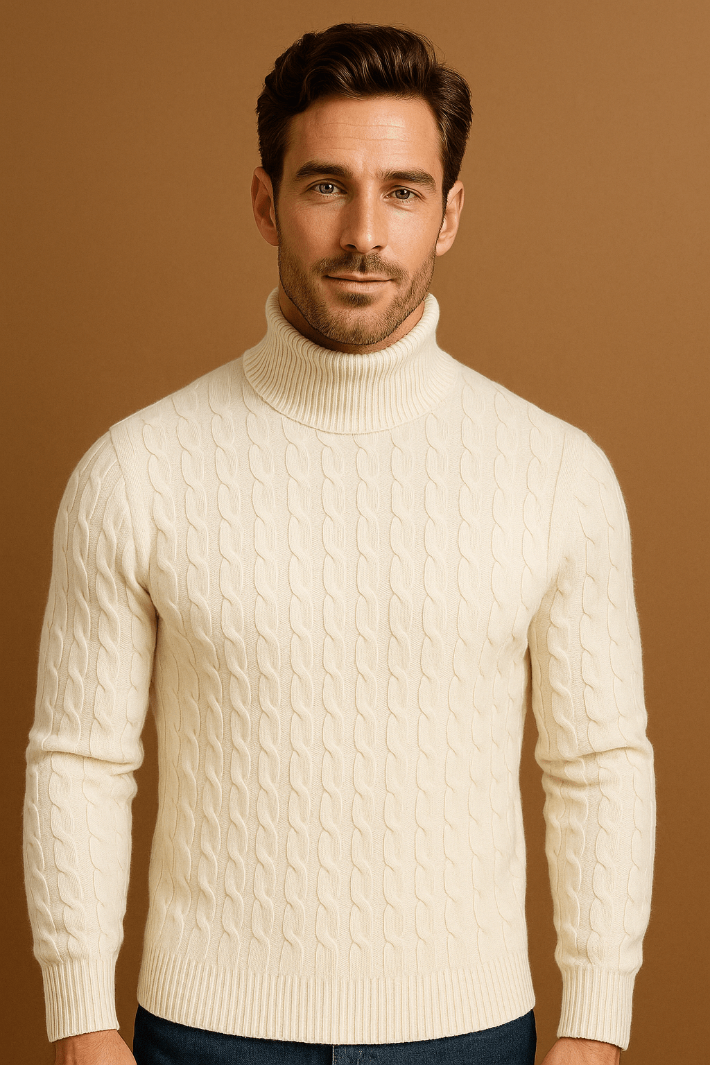 Herren Rollkragenpullover Baumwolle Klassisch Elegant 