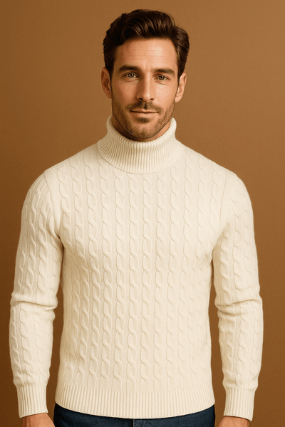 Herren Rollkragenpullover Baumwolle Klassisch Elegant 
