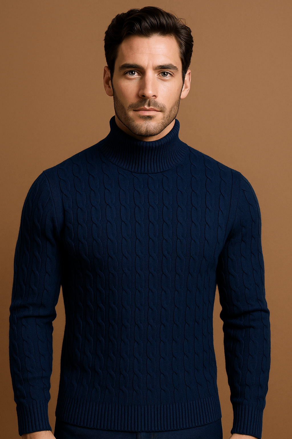 Herren Rollkragenpullover Baumwolle Klassisch Elegant 