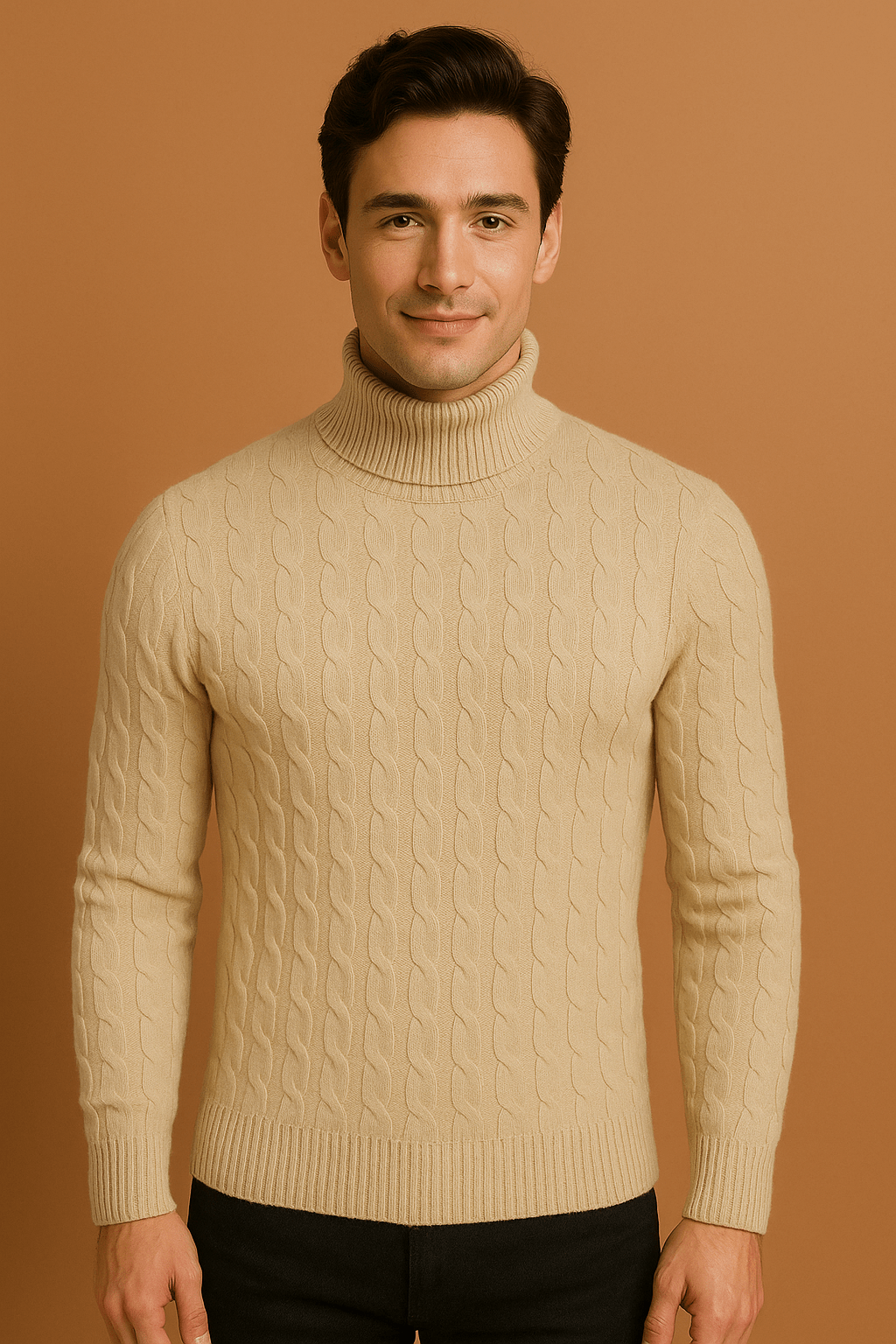 Herren Rollkragenpullover Baumwolle Klassisch Elegant 