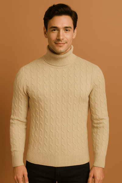 Herren Rollkragenpullover Baumwolle Klassisch Elegant 