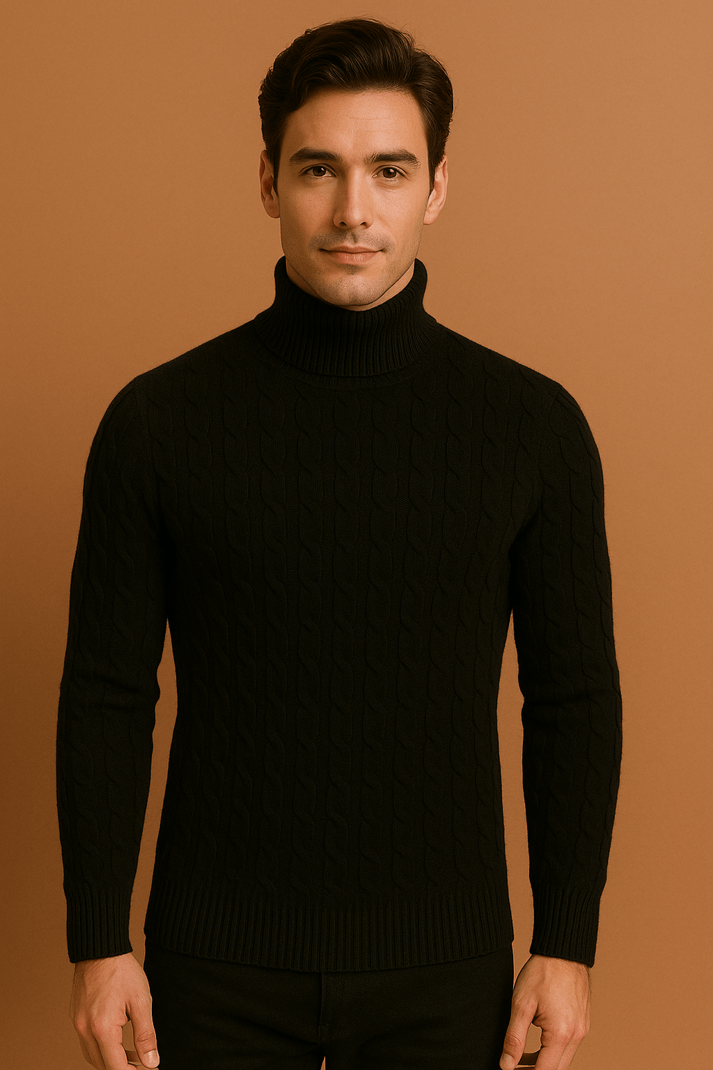 Herren Rollkragenpullover Baumwolle Klassisch Elegant 