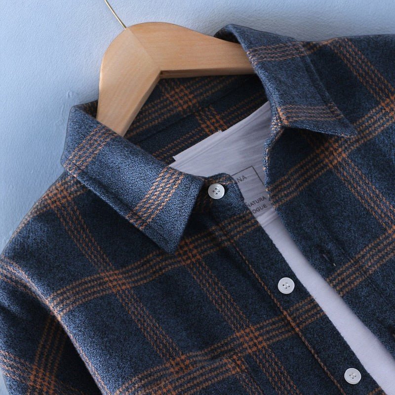 Herren Plaid Shirt rot blau klassisch Freizeit casual