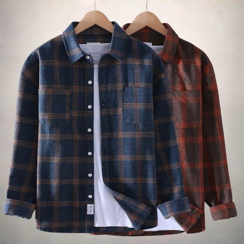 Herren Hemd Karo rot navy klassisch Freizeit Alltag