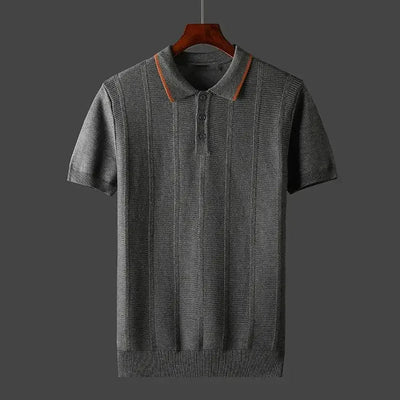 Herren Ripp-Poloshirt Kurzarm mit Kontrastkragen für Sommer