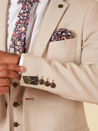 Herrenanzug Beige 3-teilig Slim Fit Polyester für Hochzeit und Anlässe 