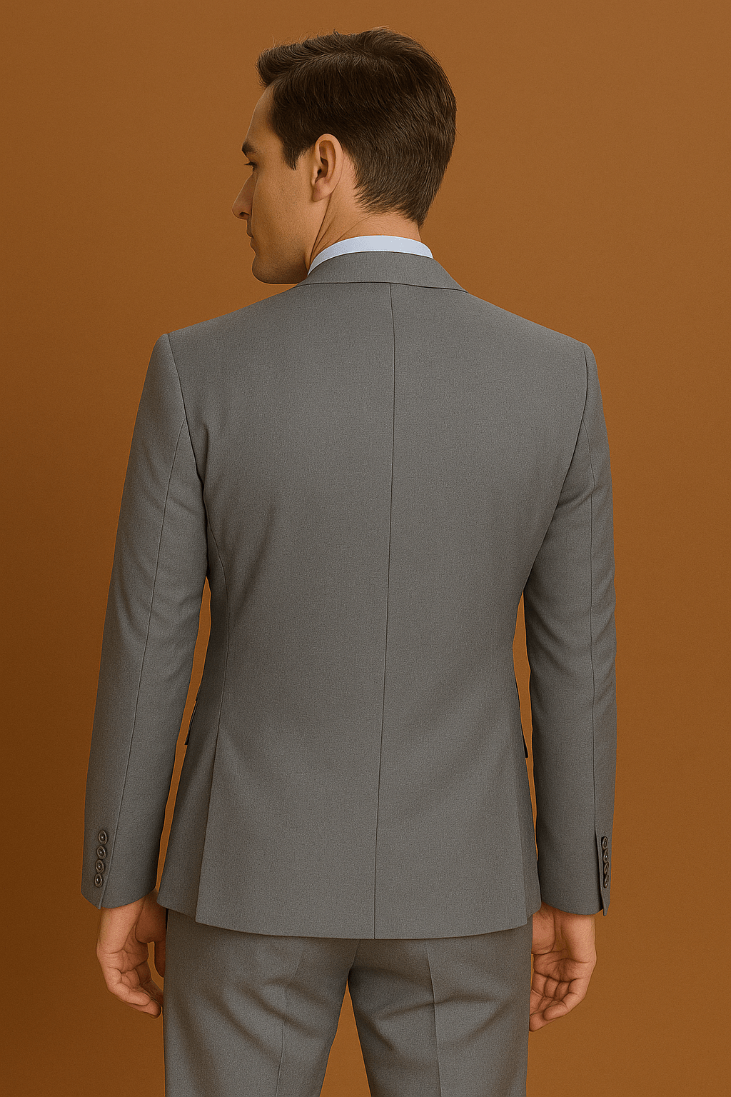 Herrenanzug Grau 3-teilig Polyester Gekerbt für Hochzeit und Formelle Anlässe 