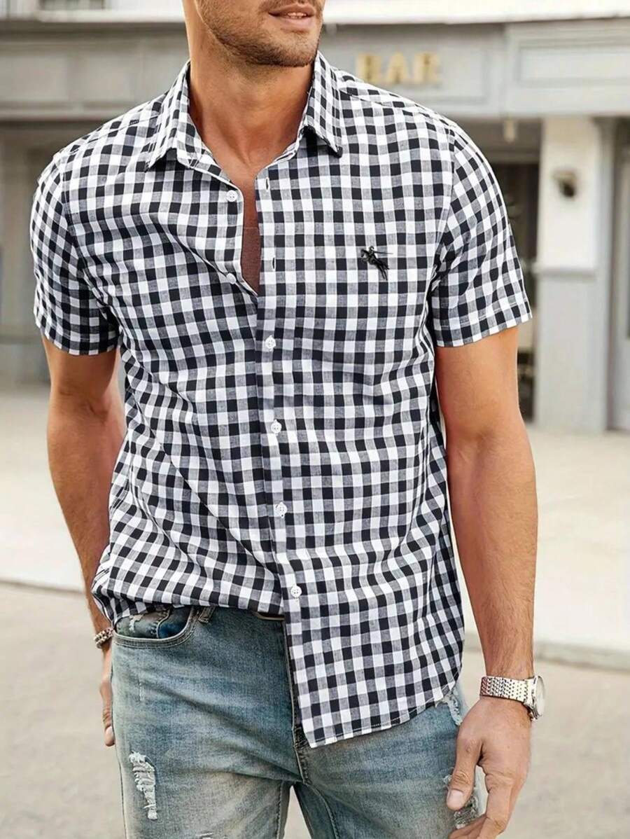 Herrenhemd Kurzarm im Karo-Design für Sommer – Ideal für Oktoberfest und Freizeit Freizehemden